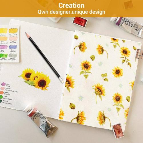 Softan Floral Sheet Set Queen, Sunflower Printed Bed Sheets Queen, Cozy Double Brushed Microfiber Fitted Sheet with 15 Deep Pocket and Corner Straps, Cute Yellow Flower Sheet & Pillowcase Sets