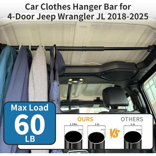 LITTLEMOLE Clothes Hanger Bar Compatible with 4-Door Wrangler JL 2018-2026