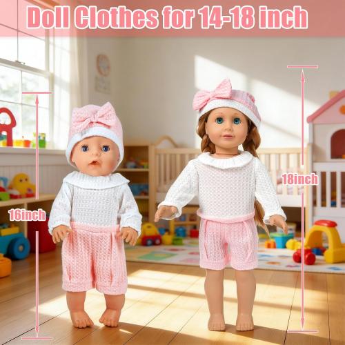 7 Set Baby Doll Clothes,14-18 inch Reborn Doll Clothes Accessories Dress with Hats Socks Outfits Fits for 43cm New Born/15 inch Bitty/16 Inch Baby Dolls