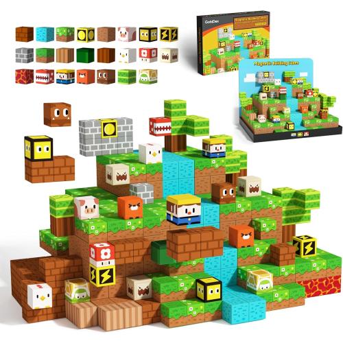 1 Multi GobiDex Magnetic Blocks Kids Building Toys for Boys Girls 3 , Game-Based Build MagWonder with Magnet Construction Toys, Upgraded STEM Sensory Gift for Birthday (1 inch)