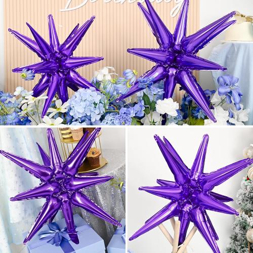 9Pcs Dark Purple Star Balloons, Large Explosion Star Foil Balloons, Metallic Purple Mylar Spike Balloon for Birthday Wedding Anniversary New Year Christmas Graduation Party,3 Pcs 27Inch & 6 Pcs 22Inch
