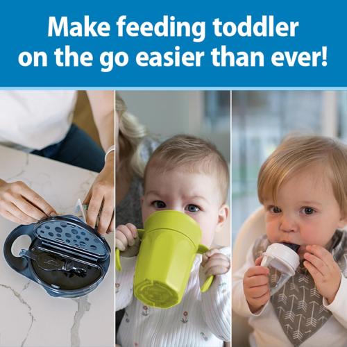 Dr. Brown's Toddler Feeding Starter Set, Travel Bundle with Cheers360 Spoutless Training Cup with Handles, 6m , 4 Piece
