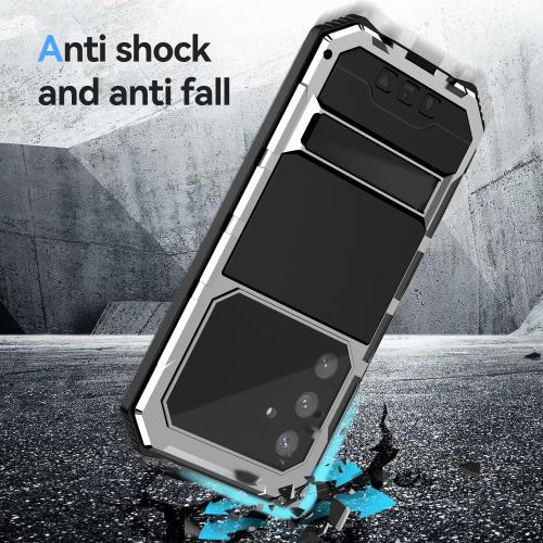 Size Galaxy S24 FE Compatible with Samsung Galaxy S24 FE Case Metal Heavy Duty Phone Case para Built-in Screen Protection Full Body Protective Dust Proof Military Grade Rugged 2024 Silver