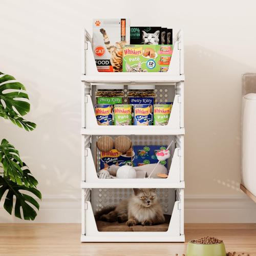 Pinkpum 6 Pack Closet Organizers Storage Box, Stackable Plastic Drawer Basket for Clothing, Stackable Storage Bins Shelf Storage Container for Closet Wardrobe Bedroom Bathroom Office White