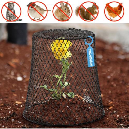 SOUJOY 10 Pieces Chicken Wire Plant Covers, Garden Cloche with 30 Garden Stakes and 20 Waterproof Labels, Metal Cage Protector Basket for Keeping Bunnies Chicken Squirrels Birds Out