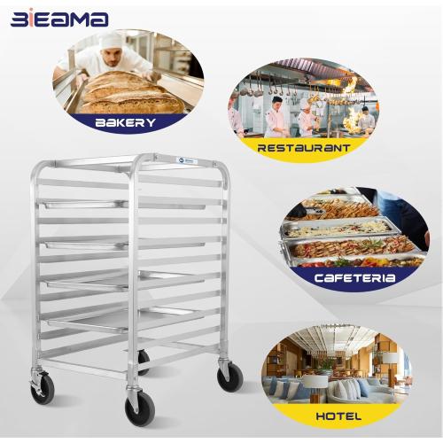 10-Tier Sheet Pan Rack, NSF Bun Pan Rack, Aluminum Bakery Rack, Home Commercial Kitchen Bakery Cooling, 4 Wheels