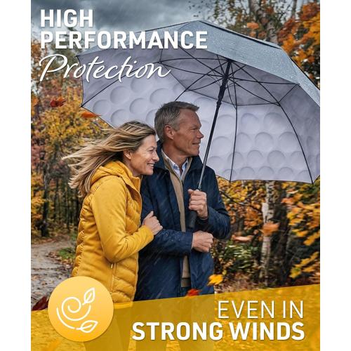 TUMELLA Golf Umbrella 62 Inch Windproof, Extra Large Auto Open, Double Canopy, Heavy Duty Rain Protection for Golf, Sports & Family Use, Wind Resistant & Tested 33  MPH