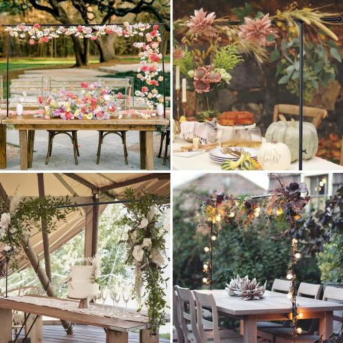 Over The Table Rod Stand with Clamps, 46-82”Length, Adjustable Metal Balloon Flower Arch Stand, Decorated Arch for Party, Birthday, Wedding, Halloween, Christmas, Black