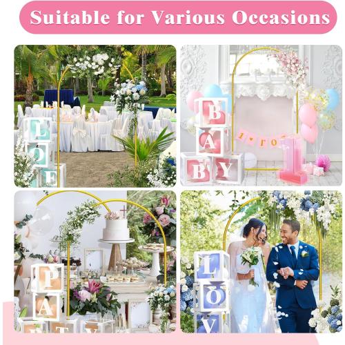 Metal Arch Backdrop Stand ,Set of 3 (4 ft/5 ft/6 ft) Round Top Wedding Arch Frame Gold Balloon Arch Stand for Wedding/ Birthday Party/ Baby Shower/ Graduation Ceremony Banquet Decoration