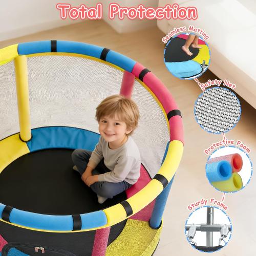 Trampoline for Kids, 47 Small Indoor & Outdoor Toddler Trampoline, Age 1-8 | Safety Enclosure Net, Baby Mini Recreational Trampolines, No-Gap Design, Play Gym, Birthday Gifts for Children & Boys & Girls
