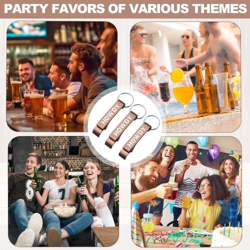 Junkin 30 Pcs Western Cowboy Party Favors Howdy Metal Bottle Opener Keychain Bulk Western Cowgirl Theme Favors for Wild West Derby Last Rodeo Bar Birthday Wedding Bridal Shower Gift Souvenirs (Brown)