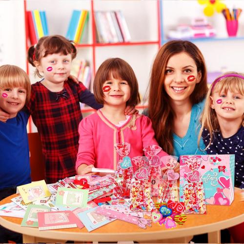Thuodo 28 Pack Valentines Day Stationery Set for Kids Valentines Day Gift Card School Classroom Exchange Gifts Party Favors Supplies