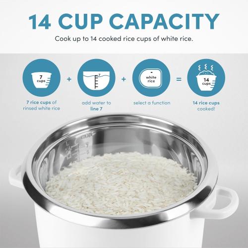 Aroma Housewares NutriWare 14-Cup (Cooked) Digital Rice Cooker and Food Steamer, White