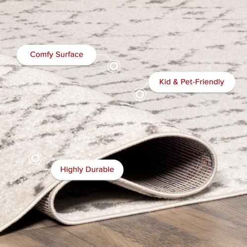 nuLOOM 4 Round Moroccan Blythe Area Rug, Grey, Faded Bohemian Design, Stain Resistant, For Bedroom, Dining Room, Living Room, Hallway, Office, Kitchen, Entryway