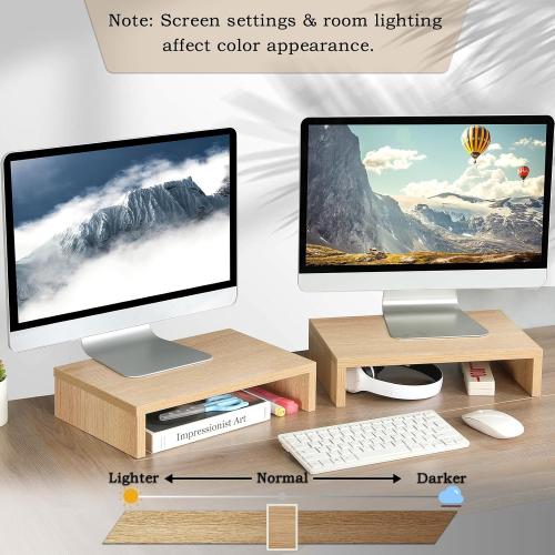 TEAMIX Wood Monitor Stand Riser-2 Packs, Maple