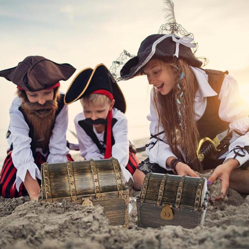 Lingway Toys Kids Pirate Treasure Chest Teacher's Favorite Treasures Collection Storage Box with 2 Sets of Locks and Keys Only(Vintage Bronze Coating,6.3X4.8X5.2)