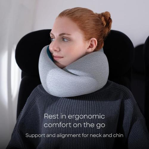 Ostrichpillow Go Neck Pillow, Travel Pillows for Airplanes, Premium Memory Foam Travel Pillow, 360º Ergonomic Design, Asymmetrical Sides, Travel Bag Included, Washable Modal Cover