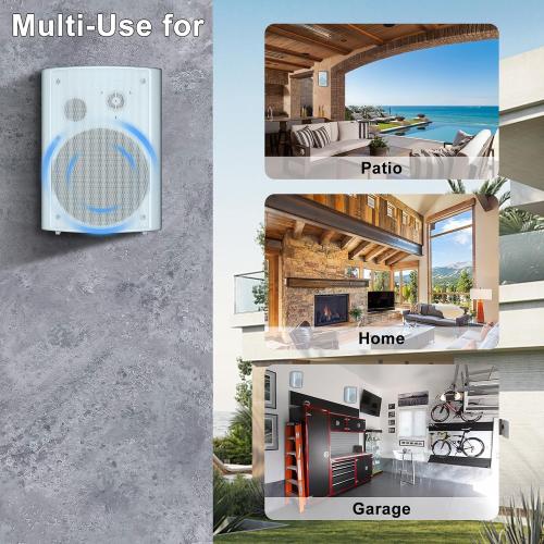 STUDIOFINIX 6.5 Inch 400W Outdoor Speakers Wired Waterproof Passive, Wall Mount Speakers for Patio Home Garage Pool (White)