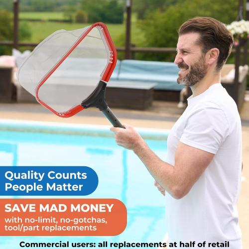 ProTuff 17 Silt Net Pool Skimmer – “490 Promise” Unlimited, Unconditional Replacement – Ultra-Durable Fine Mesh Net for Silt & Debris – Heavy-Duty Aluminum Frame, EZ-Clip & Deep Bag for Easy Cleaning