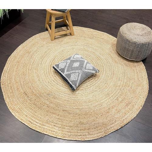 Chardin home Hand Woven Natural Jute Braided Rug – 8' Round | Rustic Boho Farmhouse Reversible Area Rug for Living Room, Dining Room, Nursery, Entryway, Study, or Patio | Solid Natural Fiber Rug