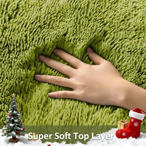 Ophanie Green Rug Grass Area Rugs for Bedroom, 4x6 Shag Fluffy Carpet, Fuzzy Furry Plush Soft Cute Kids Baby Girls Shaggy Bedside Indoor Floor Carpets for Teen Dorm Home Decor Aesthetic, Nursery