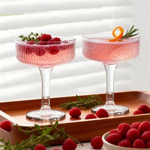 Ronasip 50 Pack 7oz Plastic Champagne Flutes - Clear Acrylic Champagne Glasses for Champagne Tower, Unbreakable Reusable Coupe Glasses for Wedding, Bridal Shower, Toasting & Party