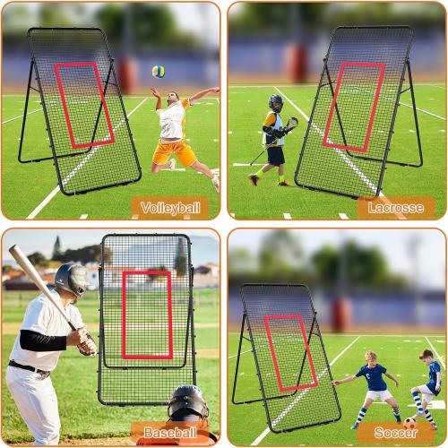 Adjustable Volleyball Rebounder Net 7x4 FT, Steel Frame & High-Tension PE Netting, Durable & Portable Volleyball Training Equipment Practice for Improving Volleying, Bumping, Spiking Skills