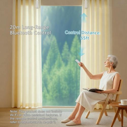 Automatic Curtain Opener Smart Motorized: 2-Pack Heavy Duty 20KG Load Electric Curtain Robot with Remote for Bedroom Living Room│6-Month Battery for Home/Office/Nursery│No WiFi Needed