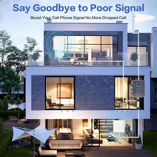 Cell Phone Booster, Cell Phone Signal Booster with 2 Indoor Panel Antennas for Band 66/2/4/5/12/17/13/25,Up to 8000 Sq.Ft,Boost 4G 5G LTE Data for All U.S. Carriers (Light Gray)