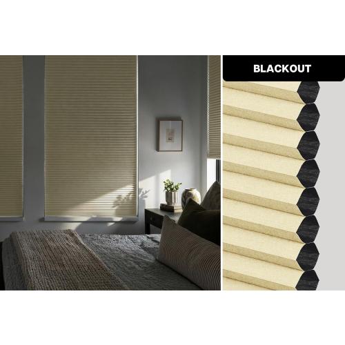 LazBlinds Cordless Cellular Shades, No Tools No Drill Blackout Honeycomb Shades Pleated Blinds for Windows, 46 W x 64 H, Soft Cream