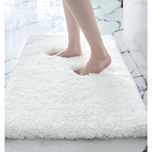Small Bathroom Rugs 17x24 Non Slip White Fluffy Bath Mat for Bathroom Floor Machine Washable Plush Luxury Bath Rug for Tub Soft Shaggy Absorbent Shower Mat