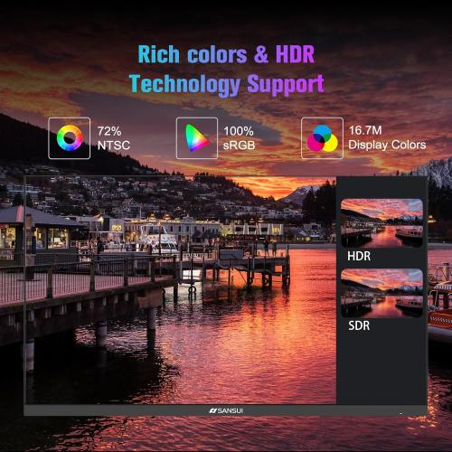SANSUI Monitor 24 inch 100Hz USB Type-C Computer Monitor丨FHD 1080P PC Monitor丨HDMI丨FreeSync丨HDR丨Earphone Jack丨 Ergonomic Tilt for Home and Office