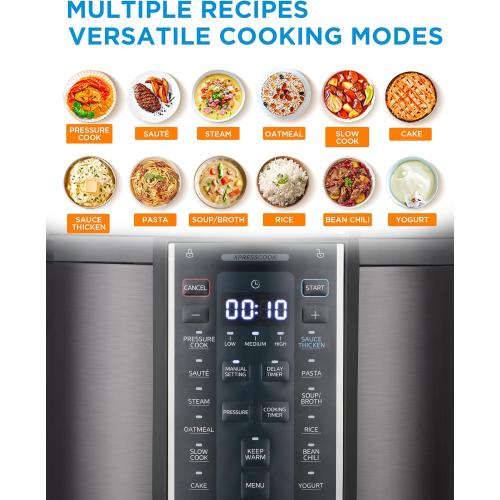 Midea 12-in-1 Electric Pressure Cooker, 8 Quarts, 12 Presets, Multi-Functional Programmable Slow Cooker, Rice Cooker, Steamer, Sauté Pan, Yogurt Maker, and More, Stainless Steel