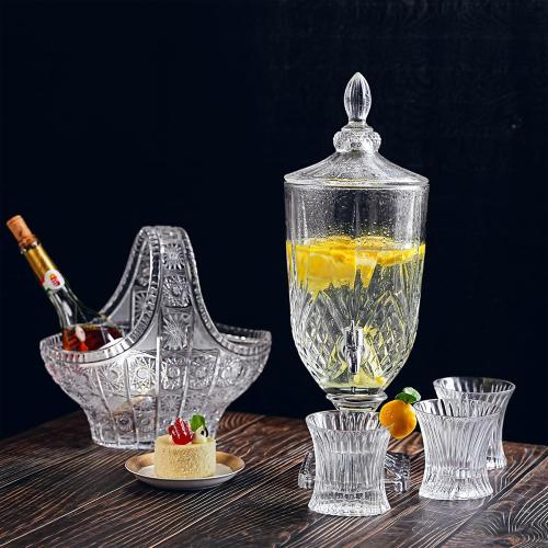 Clear 0.8 Gallon Glass Drink Dispenser for Parties 3L Crytal Iced Beverage Dispenser with Spigot Wedding Beverage Server for Party Bar