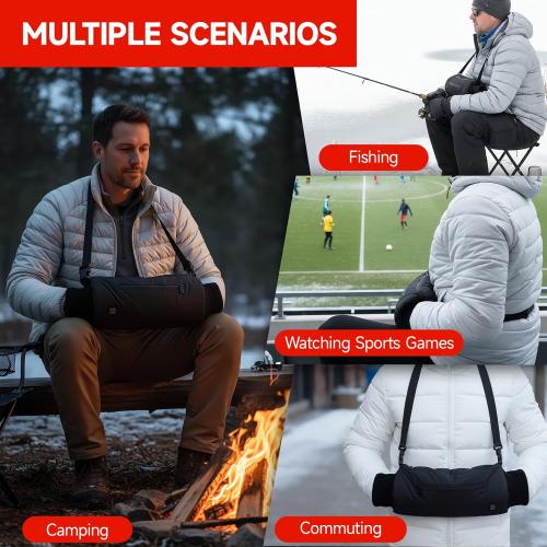 Heated Hand Warmers Pouch with 10000mAh Rechargeable Battery Electric Heated Hand Muff for Football Golf Concert White Elephant Gifts Heated Pocket for Women Men