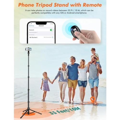 71 Tripod for iPhone, Phone Tripod Selfie Stick with Remote, Cell Phone Tripods & Tall Travel Tripods for Recording Video Selfies Photo, Compatible with iPhone 17 16 15 14 Pro Max 13 Android