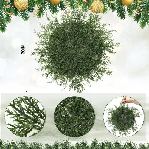 12 Pack Christmas Pine Placemats Bulk 20 Inch Christmas Large Round Artificial Realistic Pine Branches Place Mats for Xmas Dining Table Party Decorations