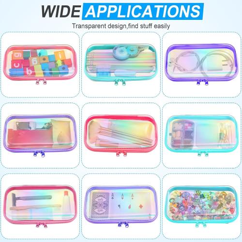 Sanwuta 6 Clear Hard Zipper Case, Holographic, 7.48 x 3.94 x 2 Inch