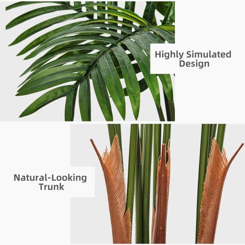 Size 5ft Artificial Palm Tree 5FT - Fake Tree with Black Tall Planter - Faux Tropical Areca Floor Plant in Pot - Artificial Silk Plant for Home Office Living Room Decor Indoor