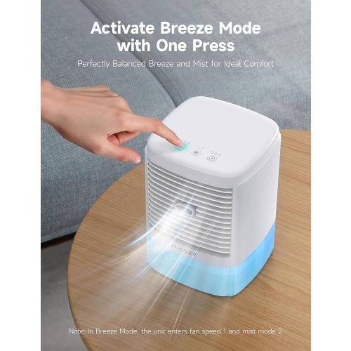 HiCOZY Portable Air Cooler with 2 Ultrasonic Mist Levels & 3 Fan Speeds, Evaporative Air Cooler with Detachable 650ml/23oz Water Tank, 3-in-1 Air Cooling Fan for Desktop, Office and Bedroom (Blue)