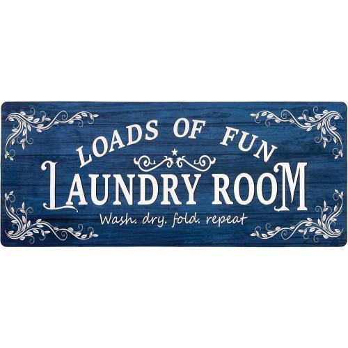 Laundry Room Rug Runner 20x48 Non Slip Waterproof Laundry Mats for Laundry Room Decor Washable Floor Farmhouse Laundry Rug for Mudroom, Washroom, Bathroom, Navy Blue