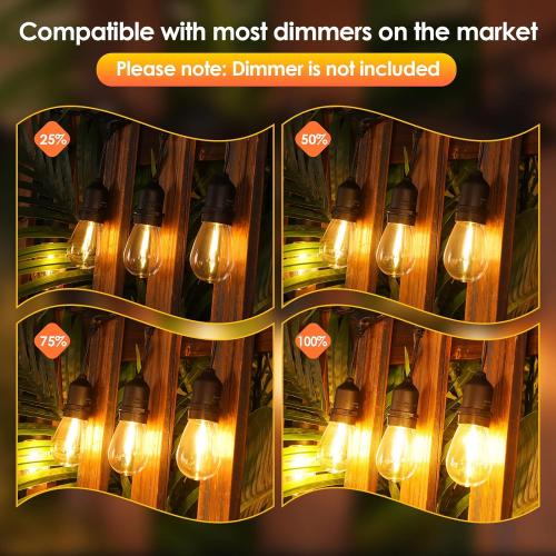 Mlambert 96FT LED Outdoor String Lights, Dimmable Waterproof Patio Lights with 30 3 Shatterproof Edison Vintage Bulb for Outside Backyard Porch Garden