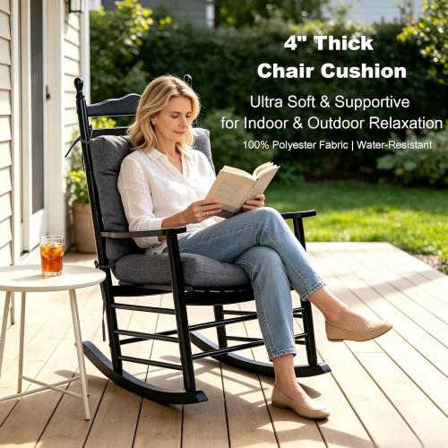 QILLOWAY Outdoor Chair Cushion for Patio Furniture, Waterproof Patio Cushions Set of 2 with Ties, Fade Resistant Replacement Pads for Outdoor Rocking Chairs,Charcoal Grey,Black ‼️possible stains and missing or broken pieces ‼️