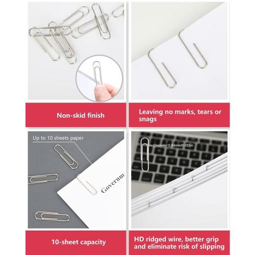 PAPERPAL Paperclips for Office School & Personal Use, #1 Nonskid Paper Clip (1-2/7), 600 Medium Paper Clips (6 Boxes of 100 Each), Silver