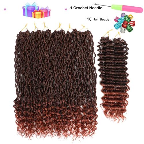 8 Packs New Goddess Locs Crochet Hair 22 Inch Copper Red River Faux Locs Crochet Hair Boho Crochet Braids for Black Women (22#T1B/350）