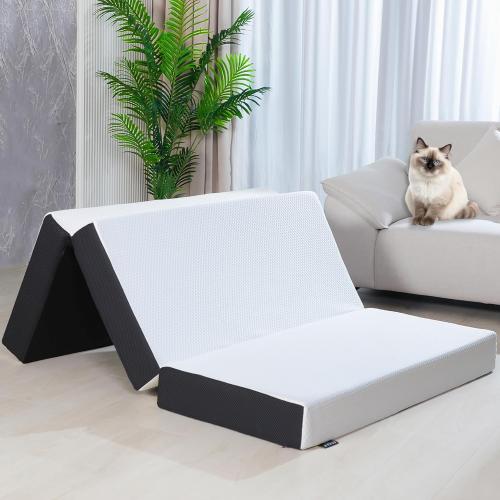 75x38x6 Tri-Fold Memory Foam Mattress, 6 inch Twin Tri-Folding Memory Form Mattress, Collapsible and Washable Cover, Travel and Guest Mat,75x38x6