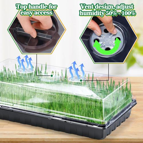 Apipi 10 Pcs 4'' High Durable Humidity Domes - Thickened 1020 Seed Starting Tray Covers with Adjustable Vents, Greenhouse Plant Growing Lid Dome for Seedling Growth Well Water Retention
