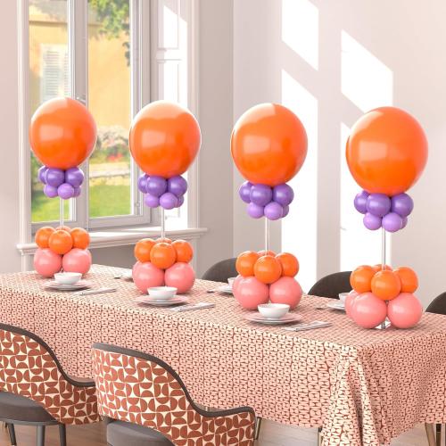 10 Pack Acrylic Balloon Stands for Table, 15.75 Inch Height Balloons Centerpiece for Tables with Base, Balloon Stick Holder for Wedding, Baby Shower, Birthday Party Decoration