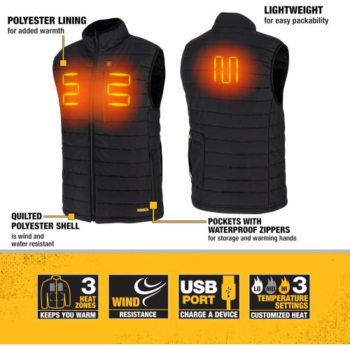 DEWALT mens Dewalt Dchv095bd1 Men's Lightweight Heated Puffer Vest