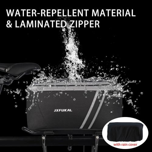 JXFUKAL Rear Bike Rack Bag with Rain Cover, 7L/9L/10L/12L Waterproof Bicycle Ebike Saddle Bag Cycling Pannier Trunk Carrier with Reflector & Adjustable Cord for Commuter Travel Outdoor